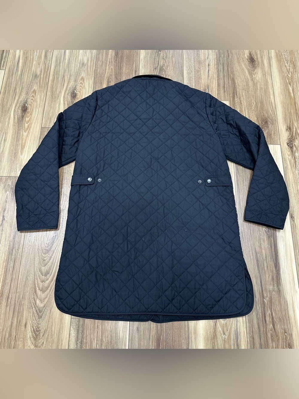 Women’s Land’s End Quilted Corduroy Collar Primaloft Coat, Black, Large - Picture 2 of 7